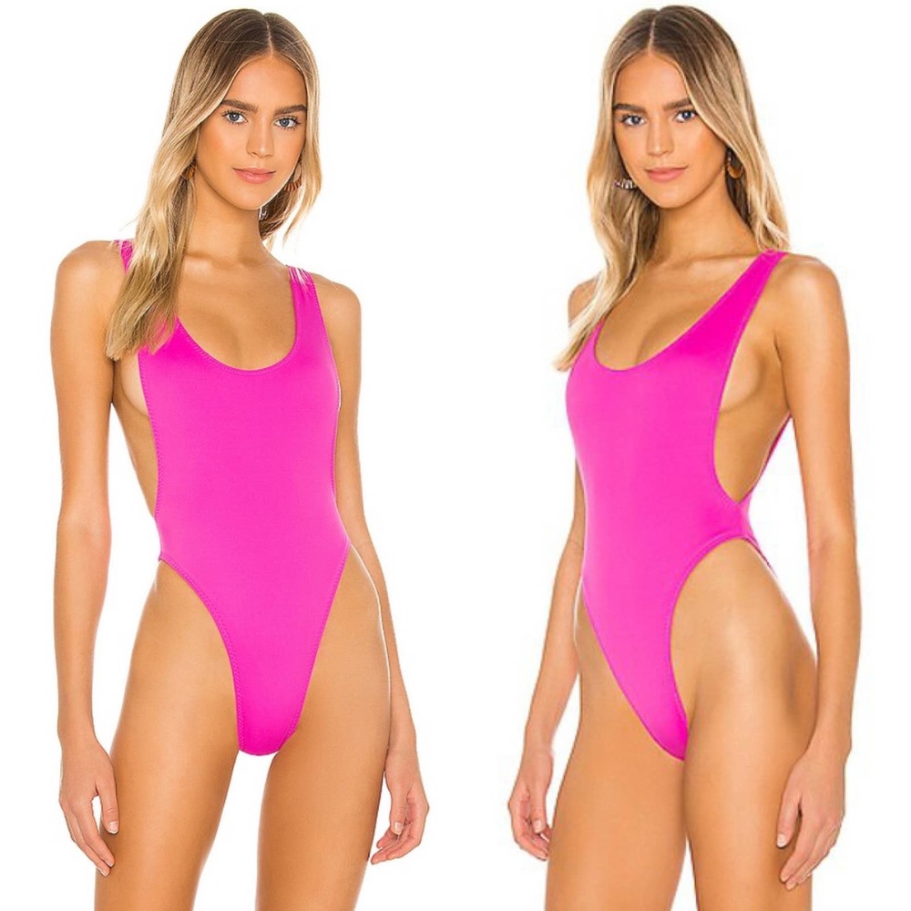 NWT Norma Kamali X REVOVLE Marissa Neon Pink One Piece